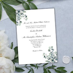 Eucalyptus Greenery Elegant Formal Wording Wedding Invitation