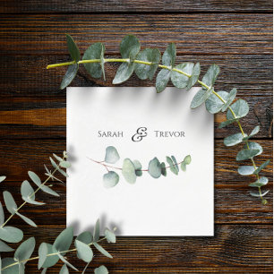 Eucalyptus Greenery Elegant Minimalist Wedding  Napkin