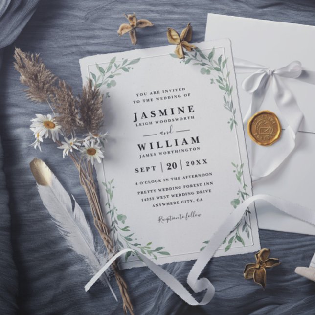 Eucalyptus Greenery Elegant Modern Rustic Wedding Invitation (Creator Uploaded)