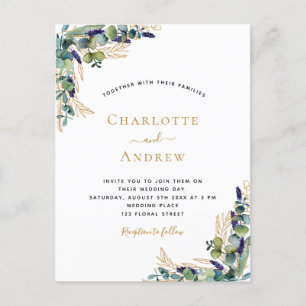 Eucalyptus greenery elegant modern wedding postcard