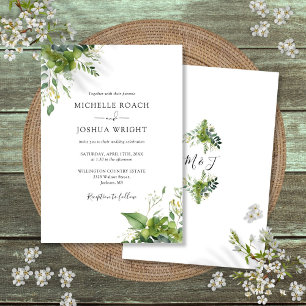 Eucalyptus Greenery Elegant Monogram Wedding Invitation