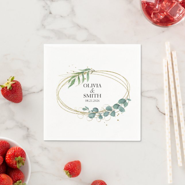 Eucalyptus Greenery Elegant Pattern Napkin (Insitu)