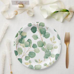 Eucalyptus Greenery Elegant Pattern Paper Plate