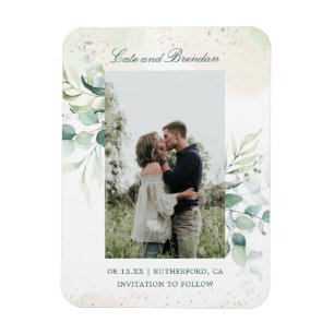 Eucalyptus Greenery Elegant Photo Save the Date Magnet