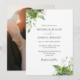 Eucalyptus Greenery Elegant Photo Wedding Invitation