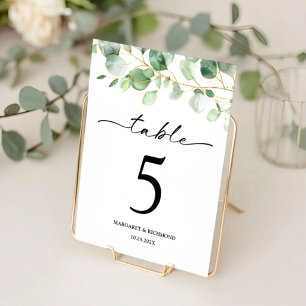 Eucalyptus Greenery Elegant Rustic Floral Wedding  Table Number