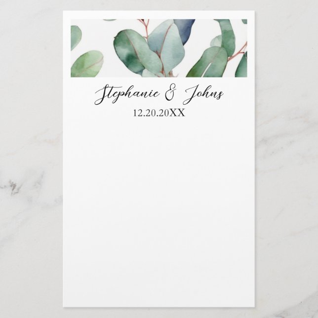 Eucalyptus Greenery Elegant Simple Rustic Wedding Stationery (Front)