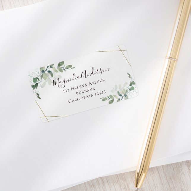 Eucalyptus Greenery Elegant Wedding Address Label (Creator Uploaded)