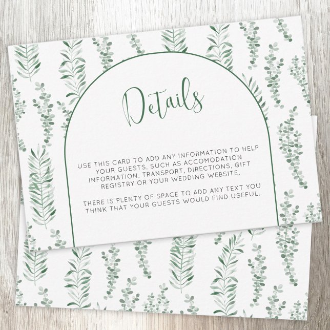 Eucalyptus Greenery Elegant Wedding Details Card (Creator Uploaded)