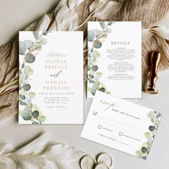 Eucalyptus Greenery Elegant Wedding Invitation (Creator Uploaded)
