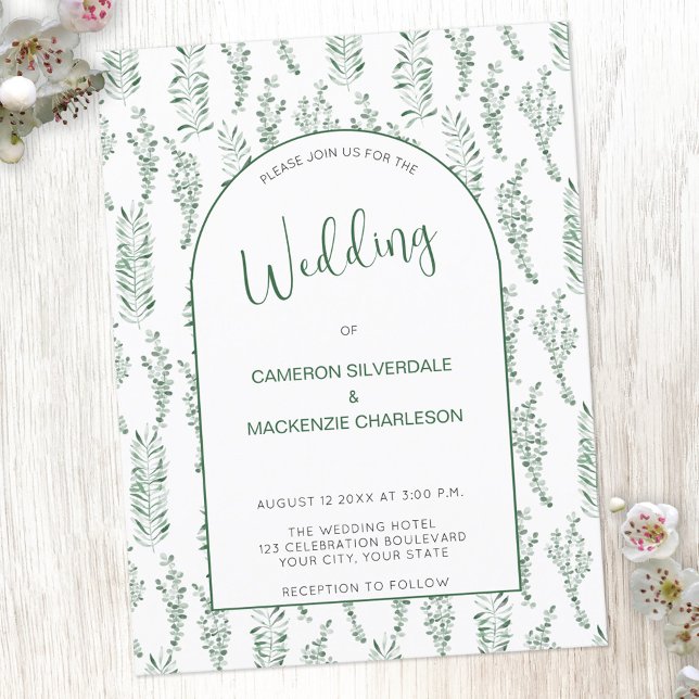 Eucalyptus Greenery Elegant Wedding Invitation Postcard (Creator Uploaded)