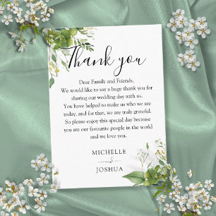 Eucalyptus Greenery Elegant Wedding Thank You Place Card