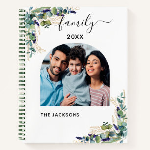 Eucalyptus greenery family photo name notebook
