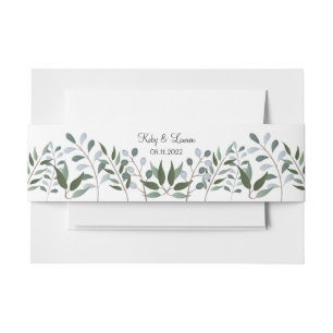 Eucalyptus Greenery Floral Anniversary Date Invitation Belly Band