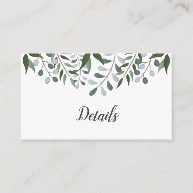 Eucalyptus Greenery Floral Details Enclosure Card (Front)
