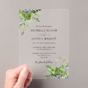 Eucalyptus Greenery Floral Elegant Wedding Acrylic Invitations