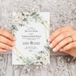 eucalyptus greenery floral frame wedding invitation<br><div class="desc">green wedding colour theme with white flowers and eucalyptus greenery. The text and colours can be edited.</div>