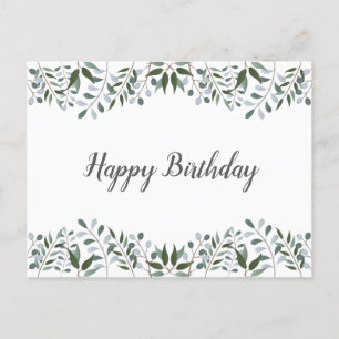 Eucalyptus Greenery Floral Happy Birthday Postcard