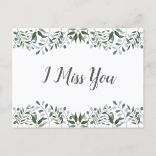 Eucalyptus Greenery Floral I Miss You Postcard