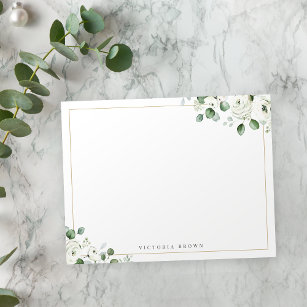Eucalyptus greenery Floral Personalised Stationery Card