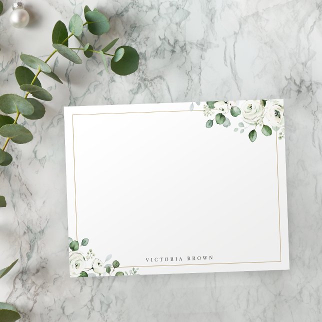 Eucalyptus greenery Floral Personalised Stationery Card (Eucalyptus greenery Floral Personalized Stationery Note Card)