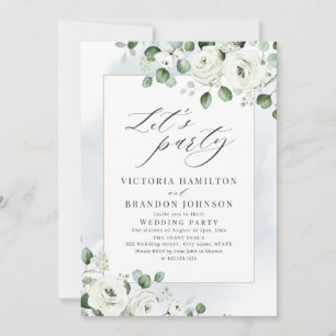 Eucalyptus greenery floral rustic wedding party invitation