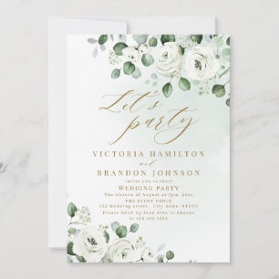 Eucalyptus greenery floral rustic wedding party invitation