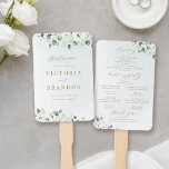 Eucalyptus Greenery floral rustic wedding programs Hand Fan<br><div class="desc">Modern chic watercolor Eucalyptus Greenery and white floral with gold colour text on dusty green background,  elegant and stylish,  great for rustic wedding,  botanical wedding and beach wedding in spring and summer. 
See all the matching pieces in collection</div>