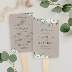 Eucalyptus Greenery floral rustic wedding programs Hand Fan