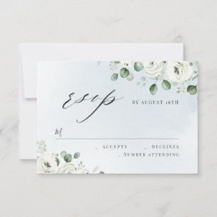 Eucalyptus greenery floral rustic wedding RSVP Card