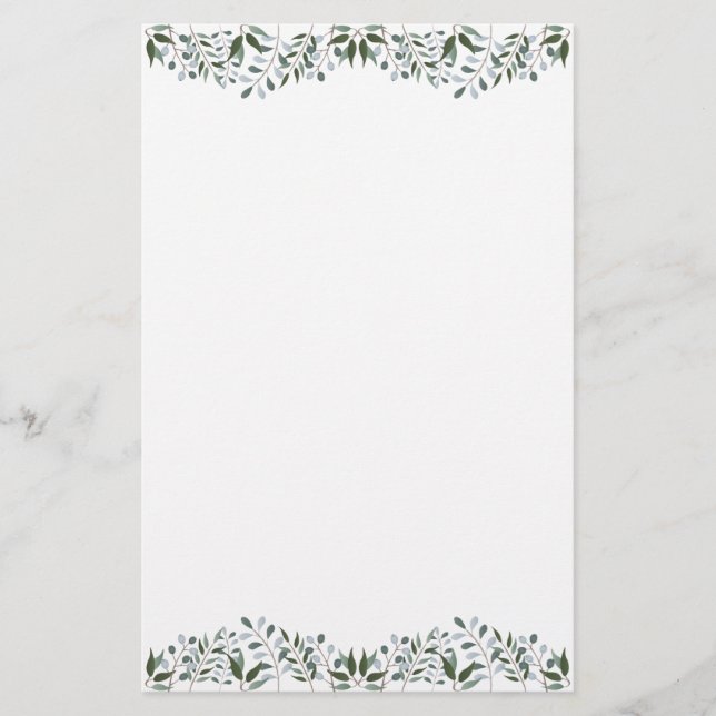 Eucalyptus Greenery Floral Stationery (Front)
