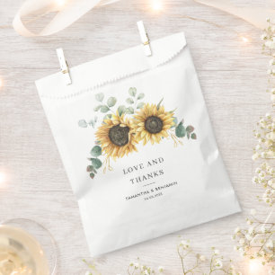 Eucalyptus Greenery Floral Sunflower Wedding Favour Bags