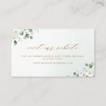 Eucalyptus greenery floral website Insert card<br><div class="desc">Modern chic watercolor white floral eucalyptus greenery and gold colour trendy "visit our website" script on dusty green background, with couple's monogram on the back, elegant and stylish, great wedding website insert card for rustic wedding, botanical wedding and beach wedding in spring and summer. See all the matching pieces in...</div>