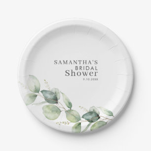 Eucalyptus Greenery Foliage Bridal Shower Paper Plate