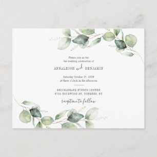 Eucalyptus Greenery Foliage Rustic Country Wedding Invitation Postcard