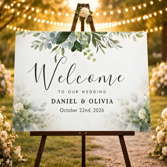 Eucalyptus Greenery Foliage Wedding Welcome Sign (Creator Uploaded)