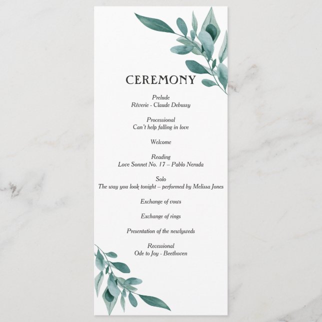 Eucalyptus Greenery Frame Green Blue White Black Programme (Front)