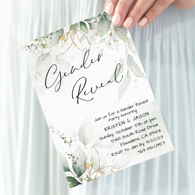 Eucalyptus Greenery Gender Reveal Party Invitation (Creator Uploaded)