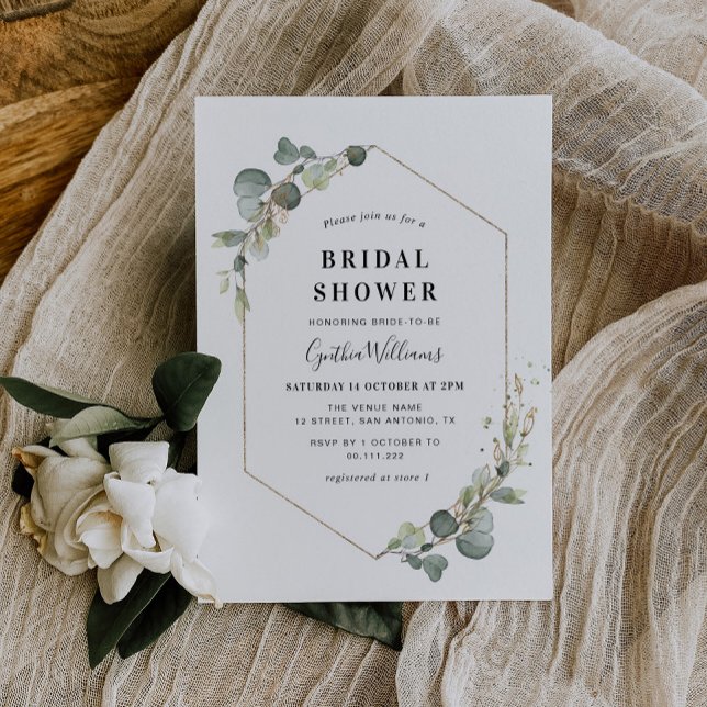 Eucalyptus greenery geometric bridal shower invitation (Creator Uploaded)