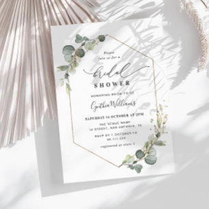 Eucalyptus greenery geometric bridal shower invitation