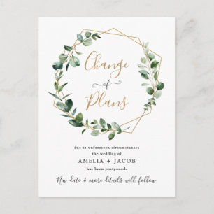 Eucalyptus Greenery Geometric Change of Plans Postcard