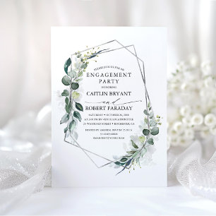 Eucalyptus Greenery Geometric Engagement Party Invitation
