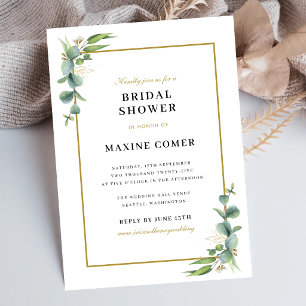 Eucalyptus Greenery Geometric Floral Bridal Shower Invitation