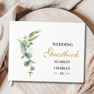Eucalyptus Greenery Geometric Floral Wedding Guest Book