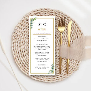 Eucalyptus Greenery Geometric Floral Wedding Menu