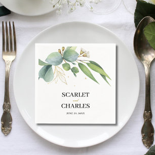 Eucalyptus Greenery Geometric Floral Wedding Napkin