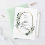 Eucalyptus Greenery Geometric Modern Baby Shower Invitation<br><div class="desc">Geometric gold frame and lush watercolor botanical eucalyptus greenery elegant baby shower invitations.</div>