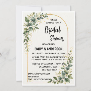Eucalyptus Greenery Geometric Modern Bridal Shower Invitation