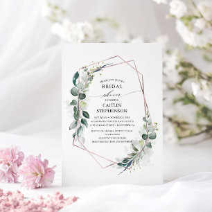 Eucalyptus Greenery Geometric Modern Bridal Shower Invitation