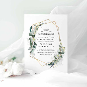 Eucalyptus Greenery Geometric Modern Wedding Invitation